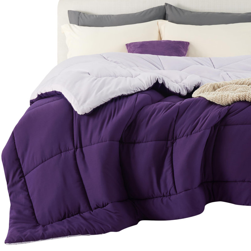Bedsure Queen Color Block Quilted Duvet Insert – Purple & Pale Purple, Down Alternative, All-Season, Queen Quilt