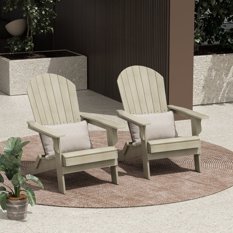 Arrlo Foldable Outdoor Adirondack Set, Weathered Gray