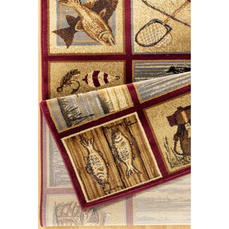Red Polypropylene Lodge Area Rug, 2 Ft. X 3 Ft., Soft And Stain- Lodge-style Rug In Polypropylene, Stain