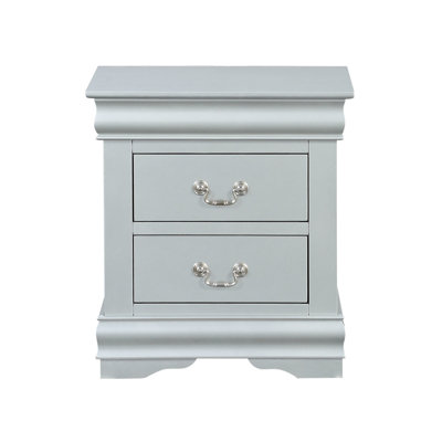 Table de chevet pour chambre à coucher Iii Platinum - 2 tiroirs Rangement pratique élégant et design avec tiroir coulissant et système central en métal.