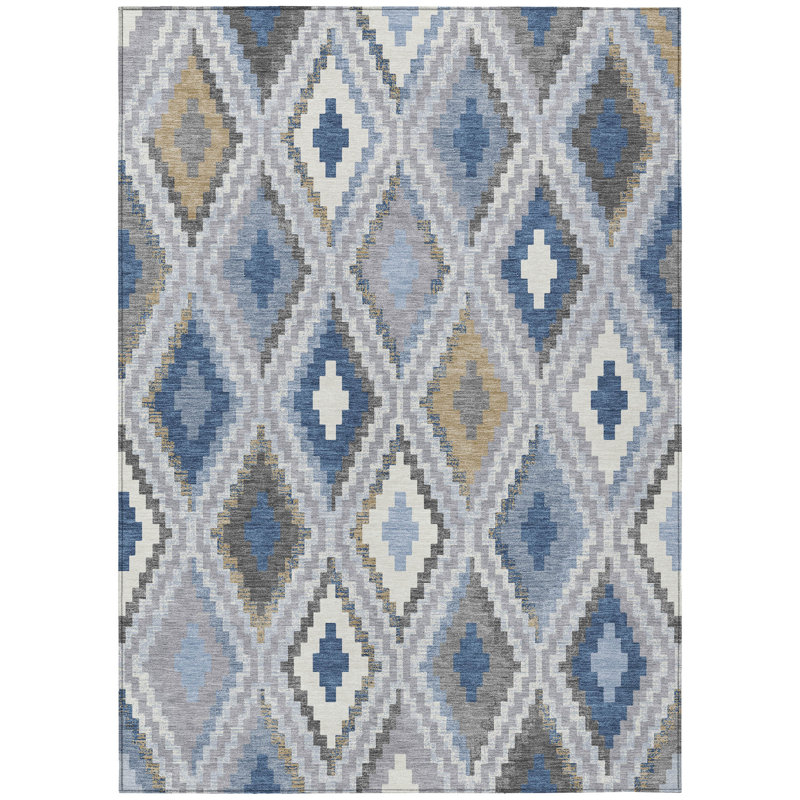 Machine Washable Indoor/Outdoor Aten ACN2331 Diamond Rug, Rectangle 5' x 7'6"