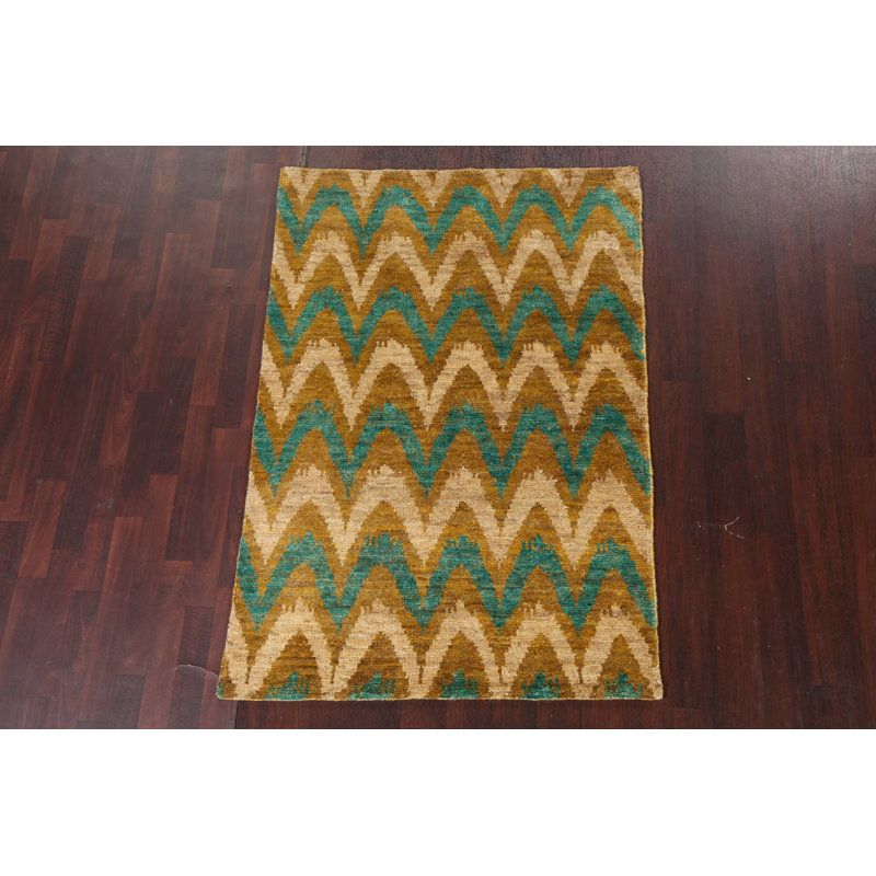 Tapis intérieur / extérieur abstrait noué à la main 4 x 6