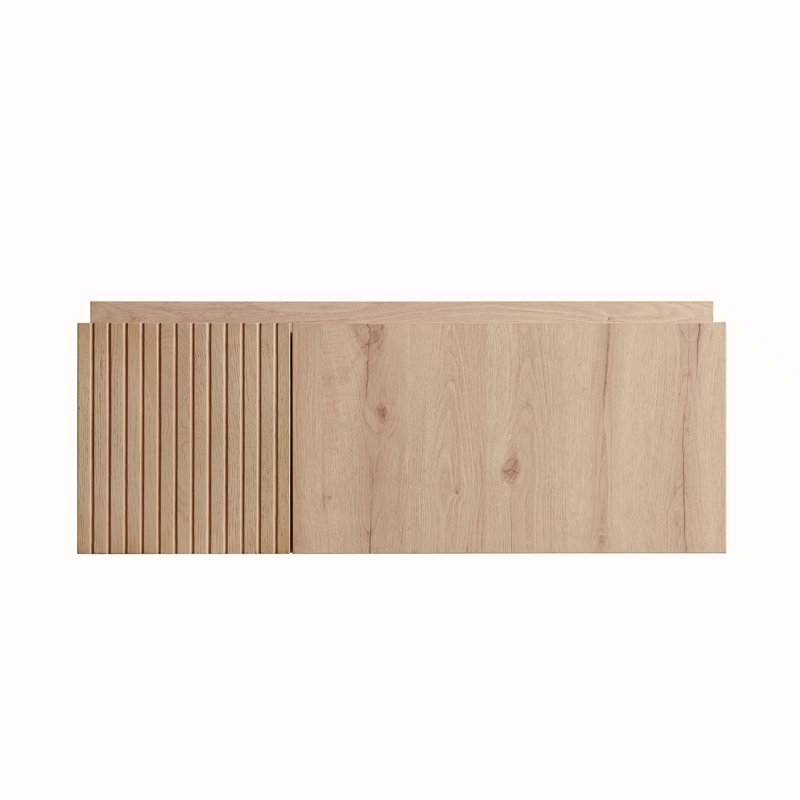 Armoire 36 po MURI en grain de bois de chêne blanc avec une porte et un tiroir, H 13,78 po x l 35,43 po x P 18,7 po