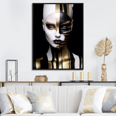 «Gold and Black Woman Glam Elegance II - Abstract Portraits», reproduction d'art sur toile