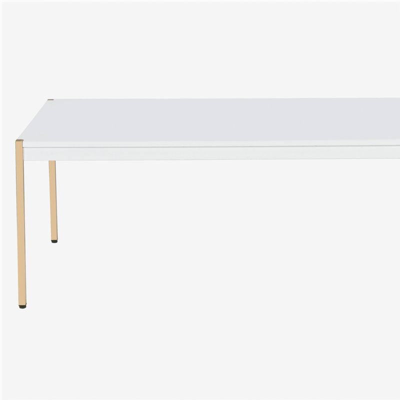 Table basse rectangulaire blanche et dorée