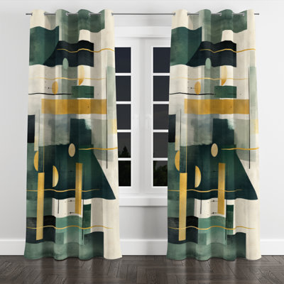 Rideaux à œillets occultants modernes dorés et verts - 1 panneau