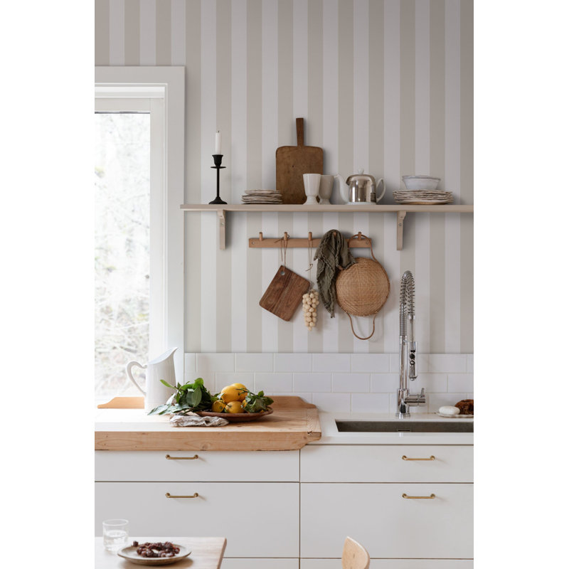 Villa Dalaro 2 Striped Wallpaper Roll, Linen