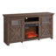 Meuble télé 60 po. L 60,95 po., Foyer 18 po., Armoire 2 portes, 6 trous de câble, l 65 po.