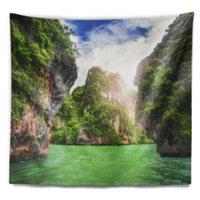 Roches cave paysage sur railay beach tapisserie, H 68 po x l 80 po