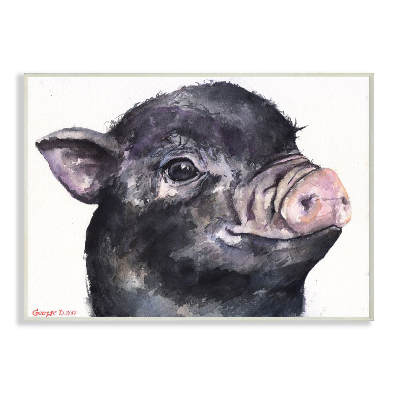 « jolie porc baby, peinture à l’aquarelle », impression sur toile, H 12 po x l 18 po x P 0,5 po, Plaque murale