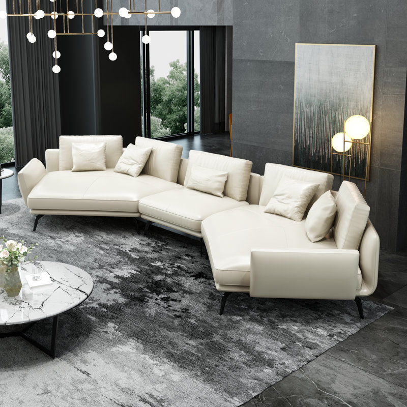 Canapé modulaire en cuir véritable Purvis de 159 po