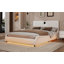 Lit plateforme tapissier luxueux en similicuir avec tête de lit épaissie, haut-parleurs Bluetooth et lumière à DEL RVB, aucun sommier nécessaire-1163911606-1163911601