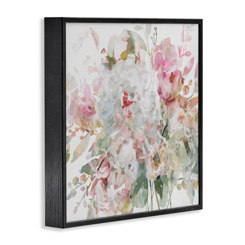 Giclée encadrée romantique, fleurs de pastel, design par Carol Robinson, Giclée noire de minuit encadrée, H 17 po x l 17 po