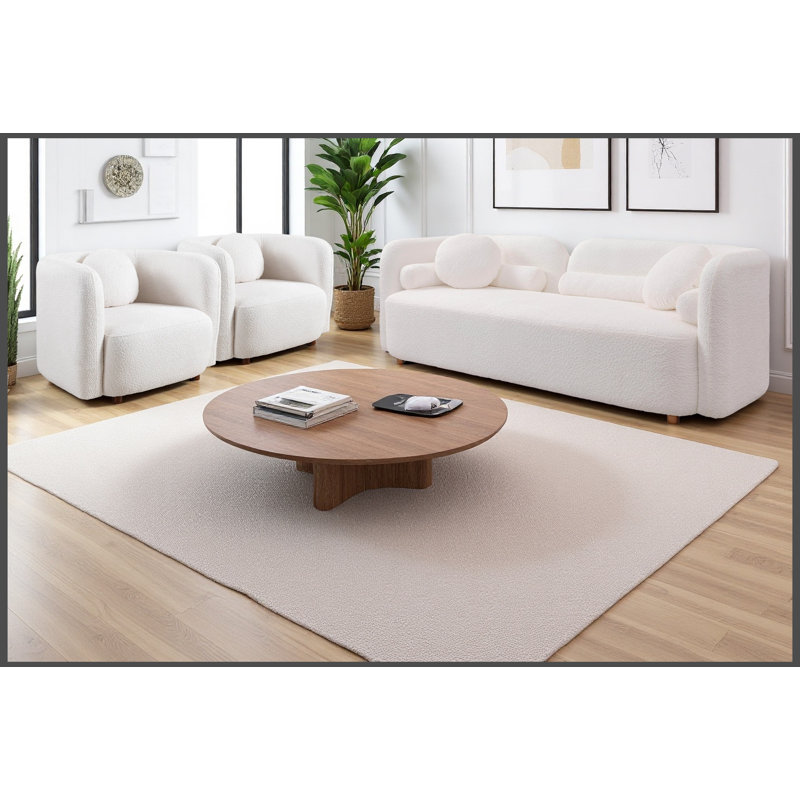 2 + 1 + 1, canapé de luxe moderne pour le salon, canapé rembourré blanc Boucle pour bureau à domicile