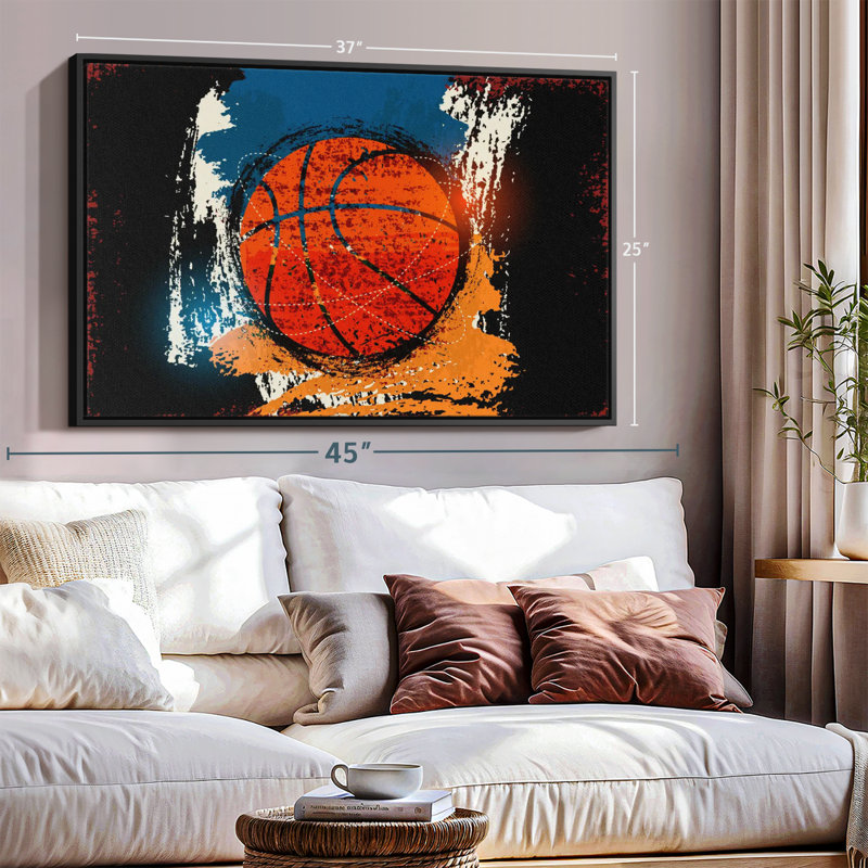 Impression sur toile Basketball Grunge, H 25 po x l 37 po