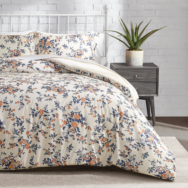 Lucky Brand Garden Floral Bouquet Reversible Comforter & Shams Bedding Sets, King Comforter + 2 Standard Shams
