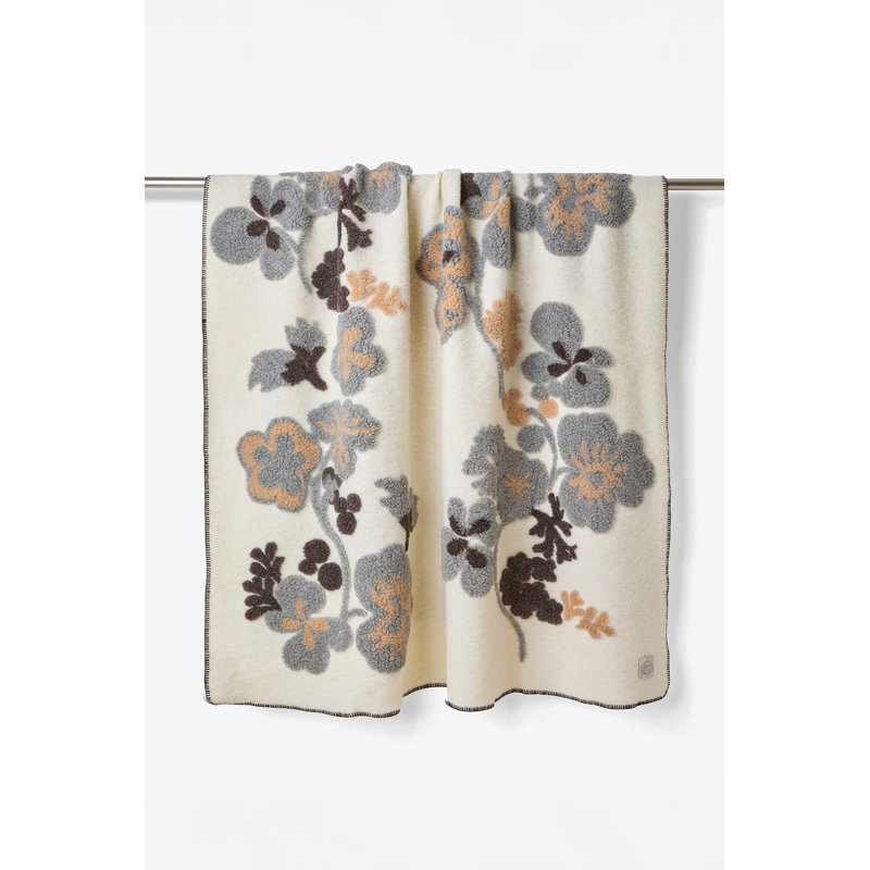 Isotta Throw Blanket, White/Pearl/Camel/Walnut