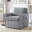 Canapé-lit rembourré convertible, canapé-lit escamotable de 31,5 po avec dossier réglable à 5 positions, poches latérales et panier de rangement, chaise-lit pliable, méridienne de salon, appartement, gris