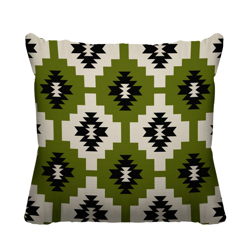 Coussin intérieur / extérieur Hinto Southwestern, 17 po x 17 po, Chartreuse, Carré