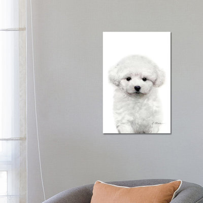 Bichon Frise Puppy by Watercolor Luv - Wrapped Canvas Painting