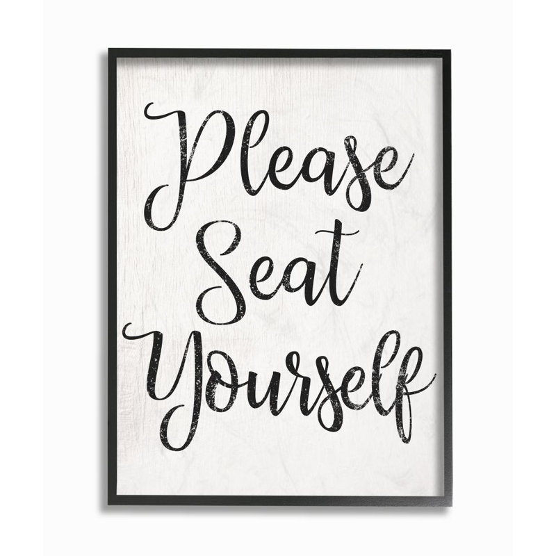 " Please Seat Yourself " by Daphne Polselli, Midnight Black Framed Giclee, 14" H x 11" W