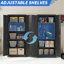Classeur en métal noir de 72 pouces, 4 tablettes et verrou à 3 points, pour la classe de bureau à domicile, armoire haute finition rouille avec tablettes réglables, garage verrouillable, entrepôt, garde-manger, rangement grande capacité