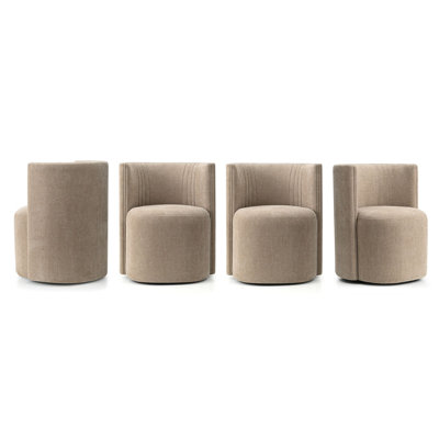 Upholstered Barrel Back Dining Chairs with Hidden Casters