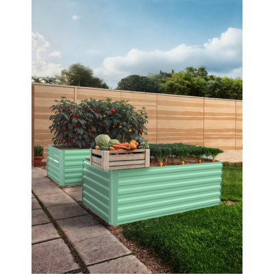 2Pack Steel Raised Garden Bed 6x3x2ft / 8x4x2ft,Metal Deep Root Planter Box for Vegetables Flowers Herbs,Large Oval Garden Planting Bed,Easy Assembly