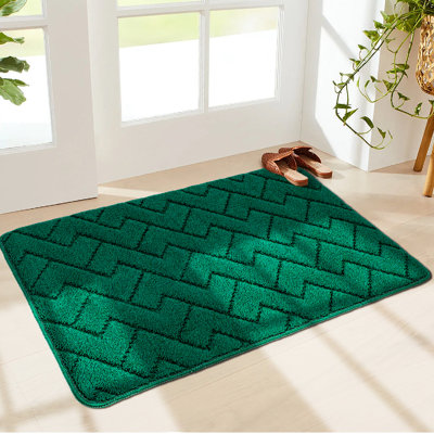 36"X59" Green Indoor Doormat, Machine Washable Non Slip Entryway Rug, Low Profile Dirt Trapper Absorbent Floor Mat For Front Door