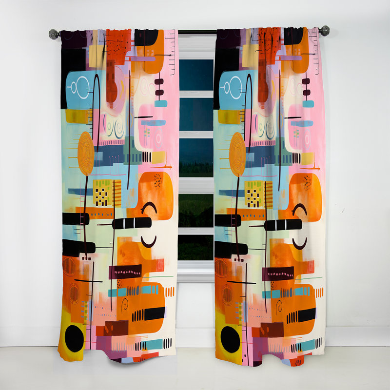 Ard - Abstract Geometric Room Darkening Curtain - 1 Panels, 52" W x 120" L
