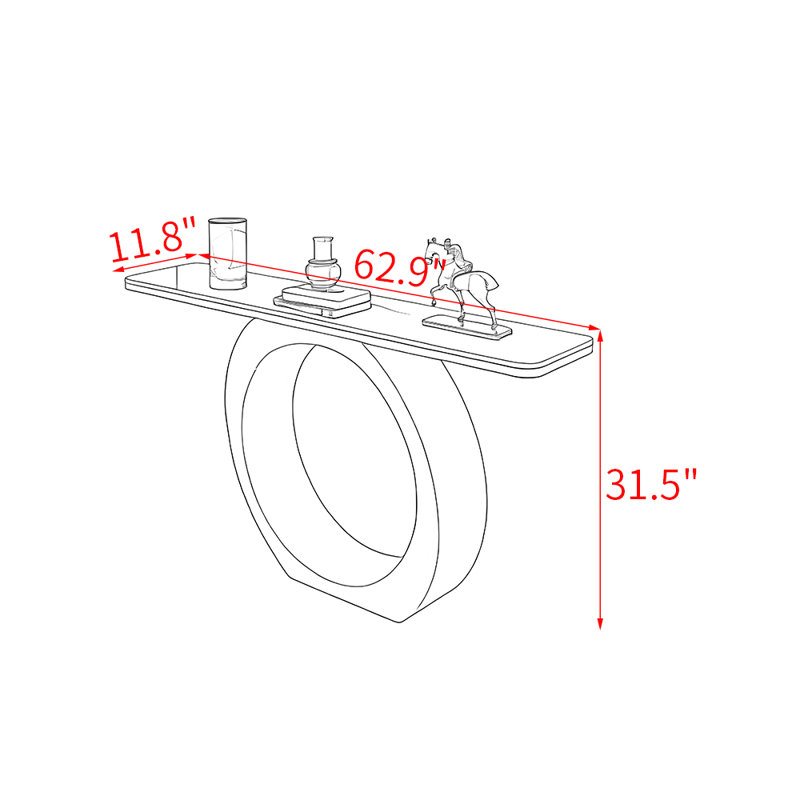 Table de porche moderne en pierre frittée., H 31,5 po x l 62,9 po x P 11,8 po, Blanc