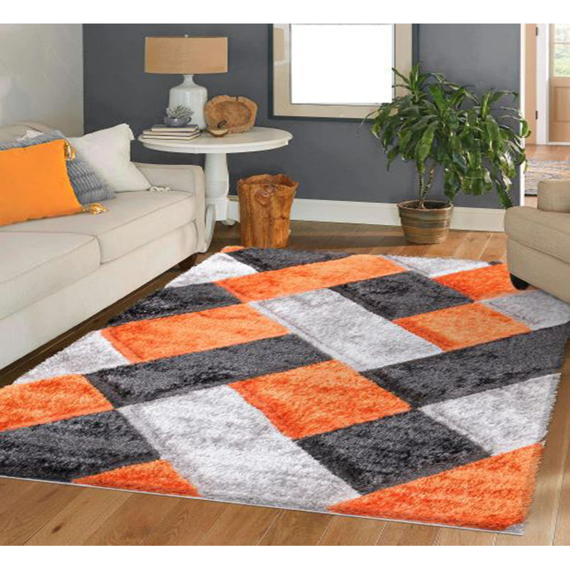 Daline Geometric Shag Area Rug, Rectangle 80 x 150cm