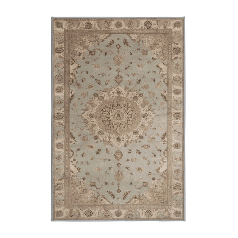 Tapis gris Tabriz lavable à la machine, Rectangle 5 pi x 7 pi