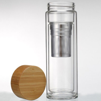 Symple Stuff Lawton 13.5oz. Double Wall Insulated Glass Travel Mug with Tea Infuser