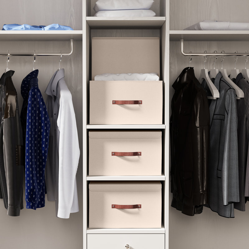 Ensemble de boîtes pliables en tissu, H 9 po x l 10 po x P 15 po, Beige