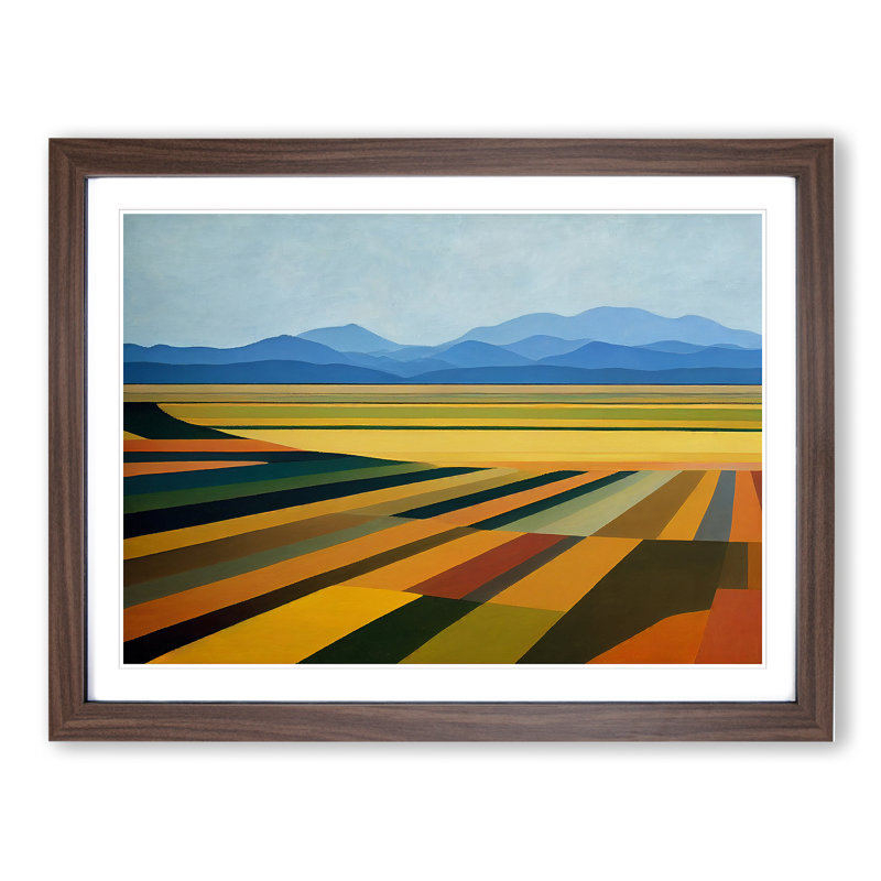 Extraordinary Spring Meadow Landscape 1 Piece Single Picture Frame Wall Art, 34cm H x 46cm W x 2cm D, Walnut
