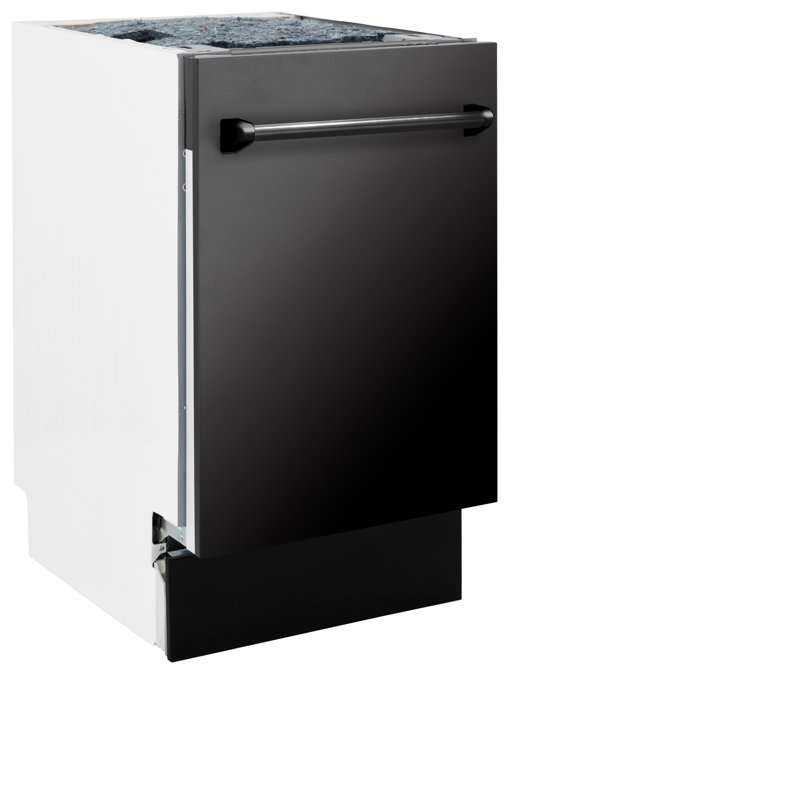 ZLINE 18" Tallac Series 3rd Rack Top Control Dishwasher with Stainless Steel Tub, 51dBa, Black Stainless Steel