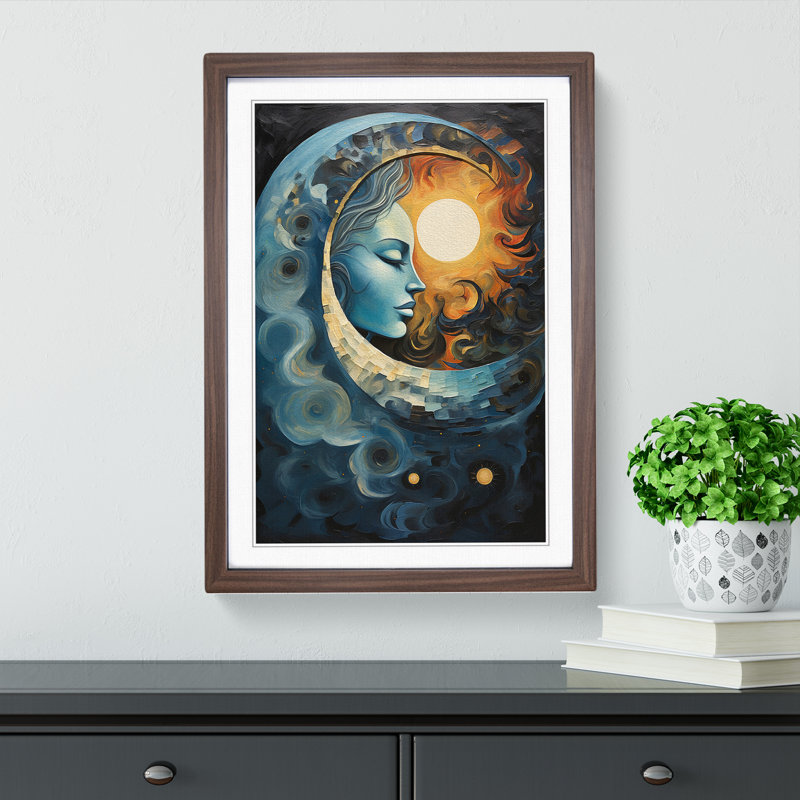 Moon Orphism Framed Print, Walnut Framed, 64cm H x 46cm W x 2cm D