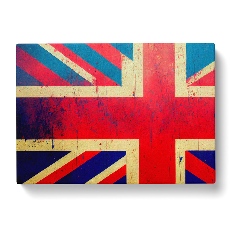 Painted Union Jack Flag Vol.2 Abstract - Wrapped Canvas Print, 35cm H x 50cm W x 3cm D