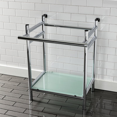 Base de lavabo en acier inoxydable avec tablette en verre Kingston