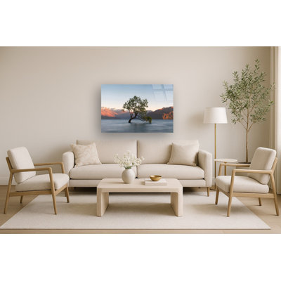 Art mural en verre trempé sans cadre Lonely Tree - 40 po x 60 po