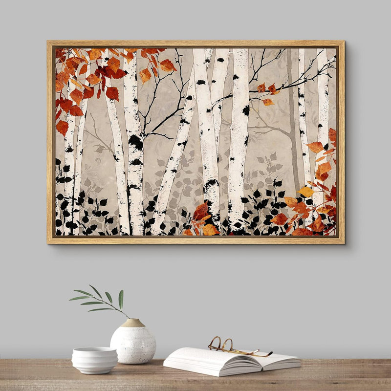 Aspen Birch «Forest Birch Trees» sur, H 16 po x l 24 po, Cadre flottant naturel