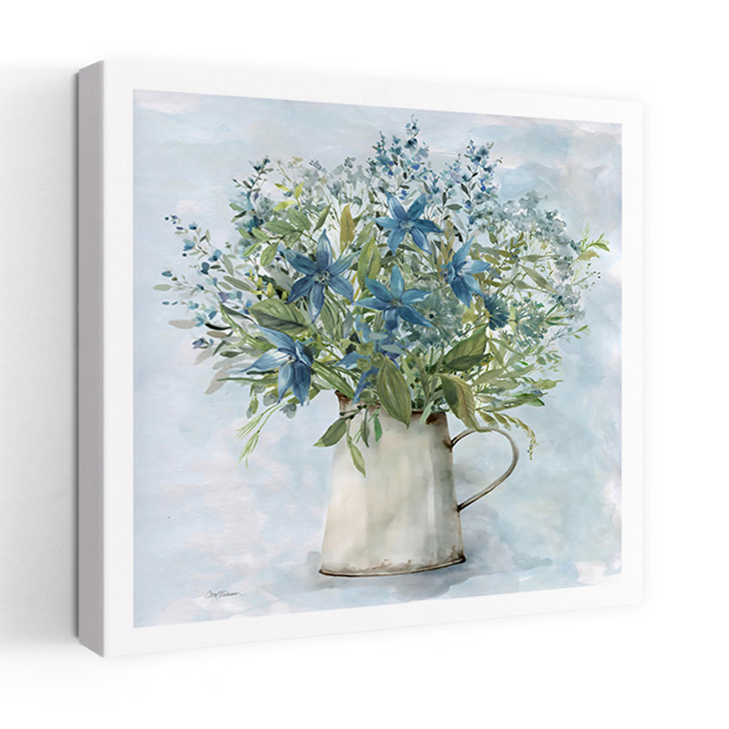 «Arrayed In Blue II», art floral délicat et paisible, H 32 po x l 32 po