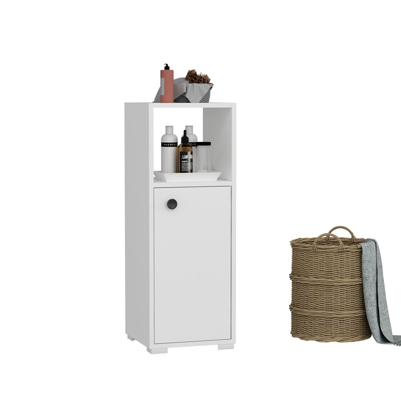 Armoire de salle de bain moderne, blanc, 100% panneau de particules enduit de mélamine, épaisseur: 0,7 po | Capacité de poids maximale: 110 lb | Nombreuses tablettes et rangement supplémentaire | Conception murale