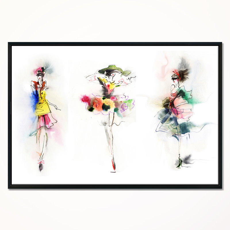 «Fashion Posing», peinture, H 30 po x l 40 po x P 1,5 po, Toile avec cadre flottant