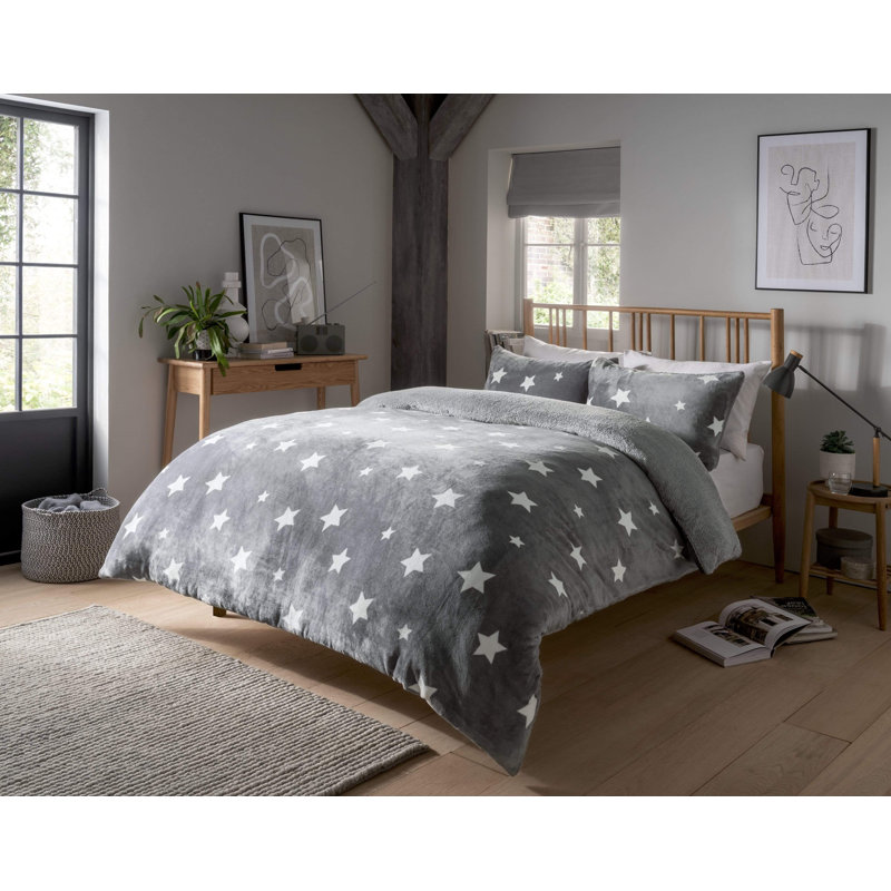 Polyester No Pattern Duvet Cover Set with Pillowcases Included, Double Duvet Cover Set + 2 Pillowcases, Grey
