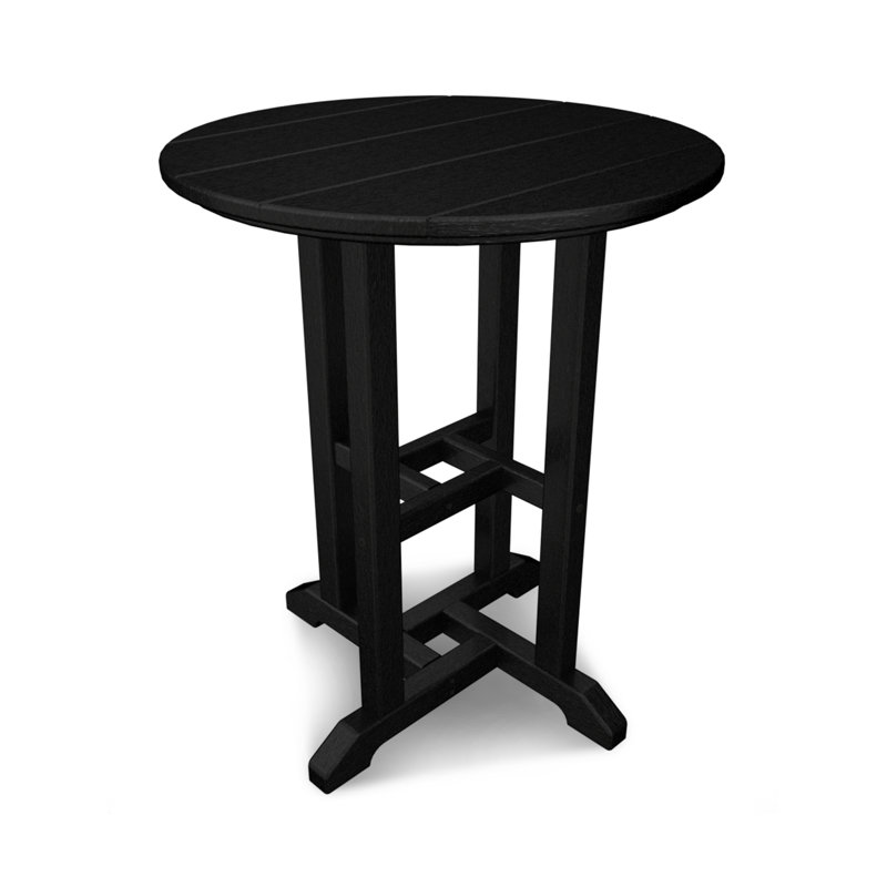 POLYWOOD 24" Round Farmhouse Bistro Table, Black