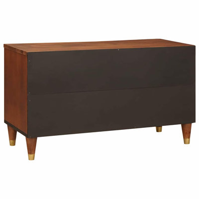 TV Cabinet with Shelf with Storage Brown Solid Mango Wood Media