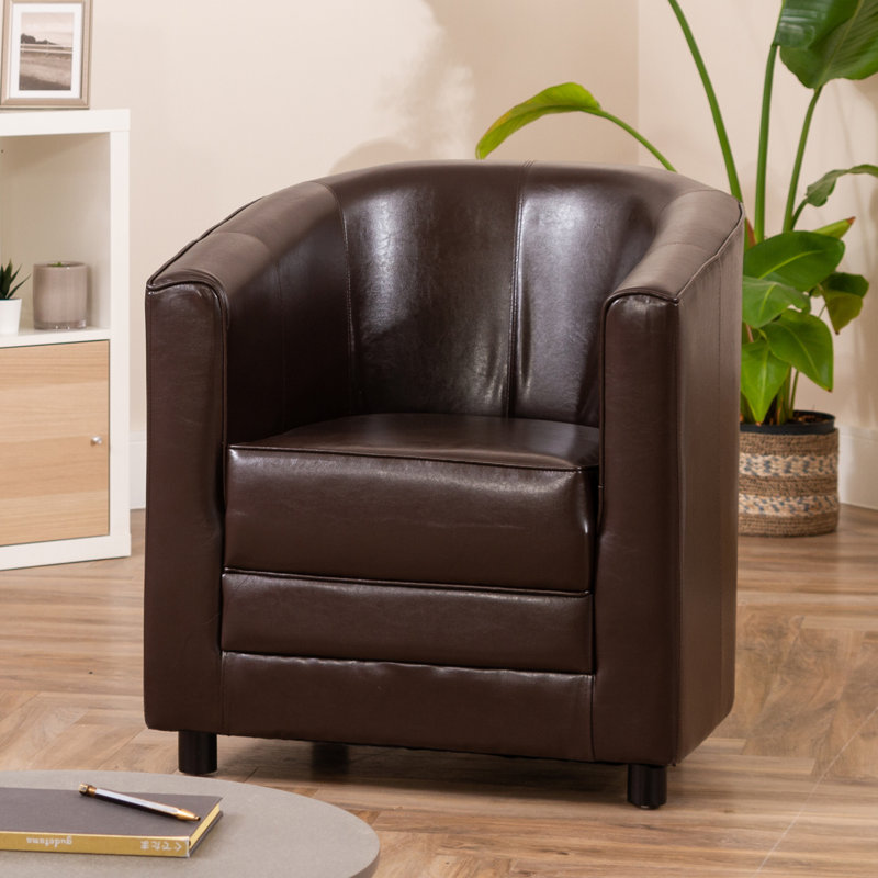 Kimberley-Jo Faux Leather Barrel Chair, Brown