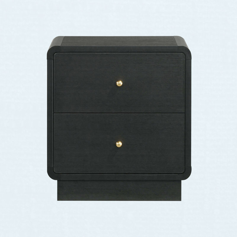 2-drawer Nightstand Bedside Table, Black